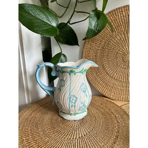 Blue Floral Pitcher Rite Aid Vintage Rare Flowers